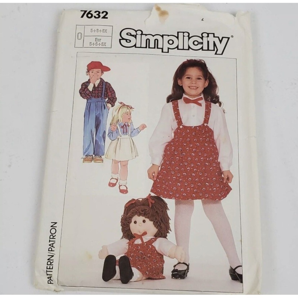 Vintage Simplicity 7632 Sewing Pattern Child Pants Shirt Skirt 5 6 6X Uncut